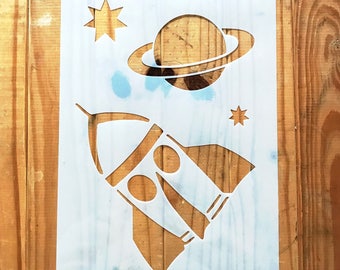 Space Planet Rocket Stars STENCIL for kids room interior decor / reusable stencil