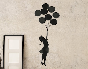 Banksy Flying Girl with Balloons Stencil: Reusable DIY Wall Decor