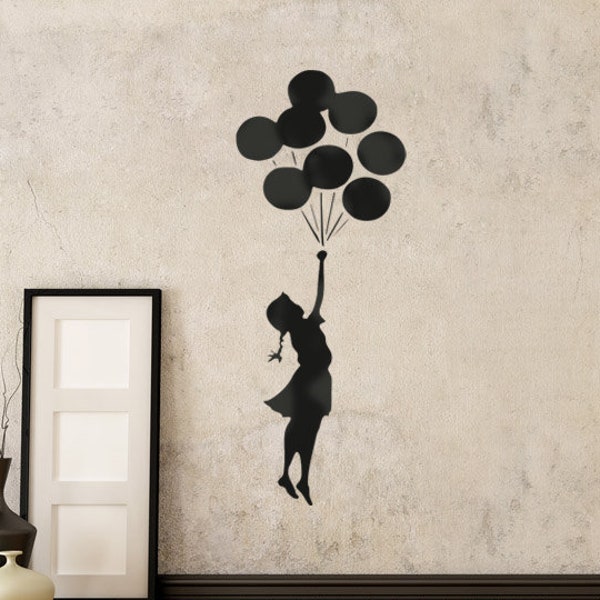 Banksy Stencil Flying Girl and Balloons STENCIL / reusable stencil / Stencils wall painting decor / Home wall art decor