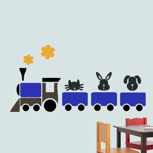 Train reusable STENCIL for kids room / nursery wall interior decor / Animal cat rabbit dog template / Wall stencil