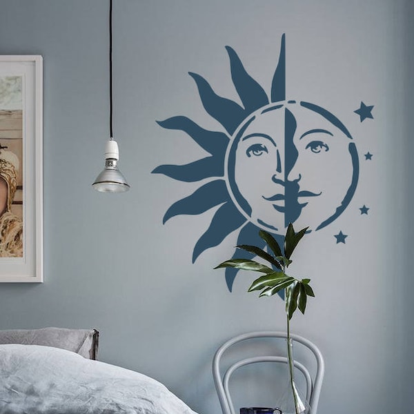 Sun Moon STENCIL for home wall interior design decor / large wall stencil / airbrush, wall art