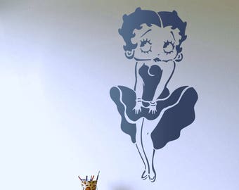 Betty Boop STENCIL for kids room / nursery wall interior decor / animation character template