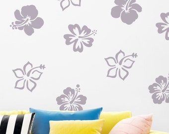 Hibiskus Blume (Set von 4) wiederverwendbare Schablonen für Haus / Zimmer Wand Inneneinrichtung