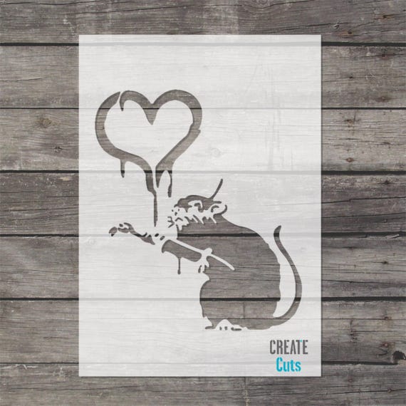 Banksy Love Painting Rat Reusable STENCIL for Room Interior Banksy Love Painting Rat Reusable STENCIL for Room Interior