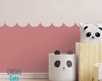 Waves Edge STENCIL Reverse Scallop wall border / Nursery room interior reusable decor