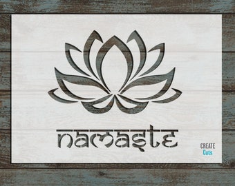 Lotus Flower Namaste STENCIL for interior decor / Yoga stencil