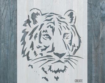 Tiger Head reusable STENCIL for home wall interior decor / reusable stencil