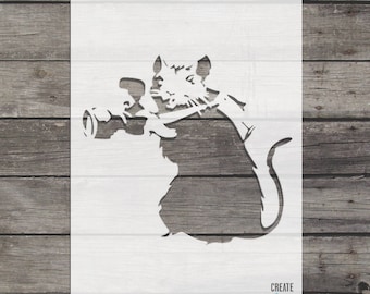 Banksy Camera Rat reusable STENCIL for room interior decor / Not a decal