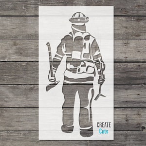 Firefighter STENCIL Wall Decor / Large Template Home Wall Art