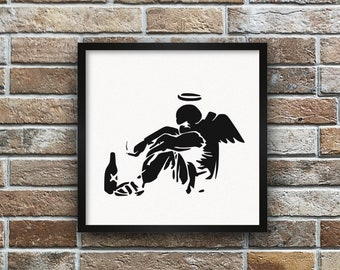 Custom Banksy stencilled picture / Home wall interior decor / Wall hanging
