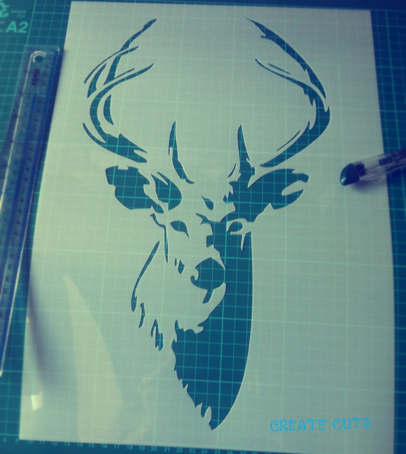 Deer with Antlers reusable STENCIL for home wall interior decor / reusable stencil image 2