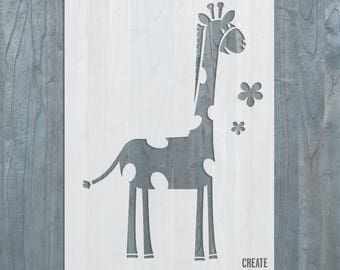 Giraffe STENCIL Kids Room Wall Art Nursery Interior Decor