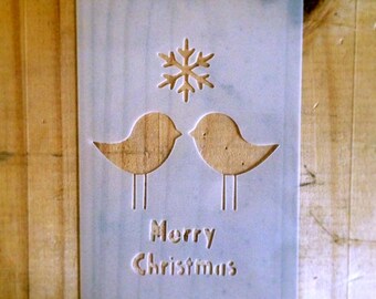 Merry Christmas Birds STENCIL / Christmas windows, cards decor / Xmas reusable stencil