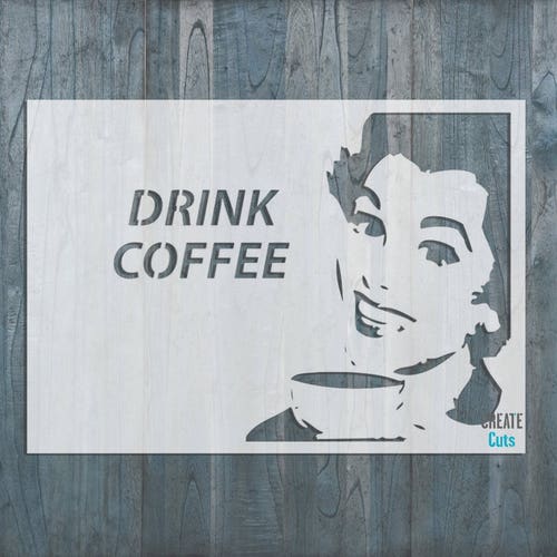 Vintage Retro Drink Coffee STENCIL for Home Wall Interior Etsy