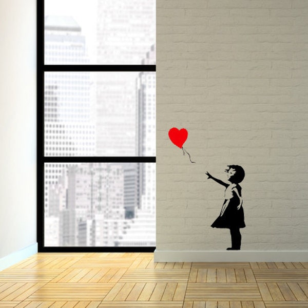 Banksy Herz Balloon Girl SCHABLONE für Raum Einrichtung / wiederverwendbare Schablone