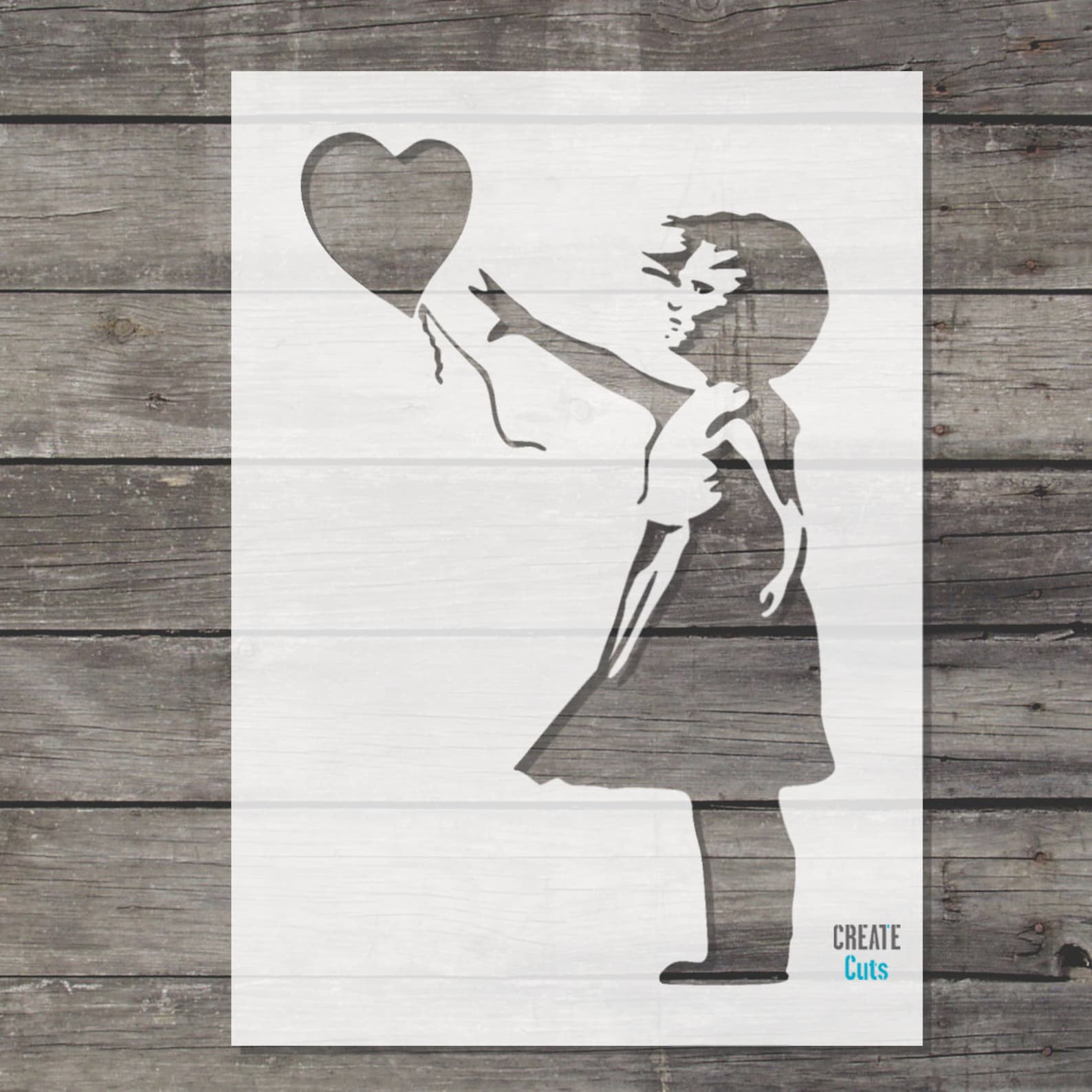 Banksy Heart Balloon Girl STENCIL for Room Interior Decor / Etsy