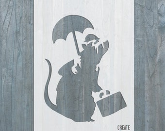 Banksy Umbrella Suitcase Rat STENCIL Wall Ar Airbrushing Decor