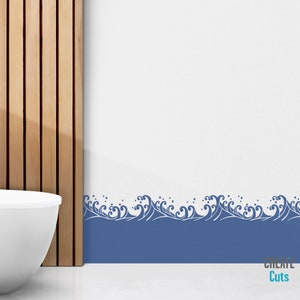May include: A blue and white wave design wall decal with the text "Create Cuts" in the bottom right corner.