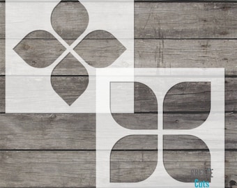 Petals Pack of 2 STENCILS / Oriental Style / Geometric Floral pattern