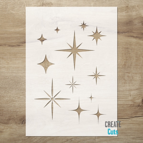 Sparkling Stars STENCIL / Set of Stars for wall/furniture/fabric decor