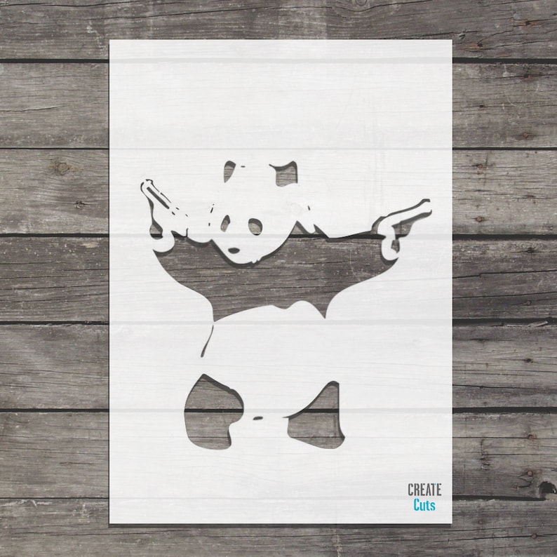 Banksy Pandamonium Panda Guns Reusable STENCIL for Room - Etsy