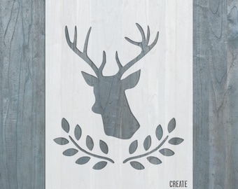Deer Olive Laurel reusable STENCIL for home interior decor / not a decal