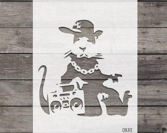 Banksy Gangsta Rat reusable STENCIL for room interior decor / Not a decal