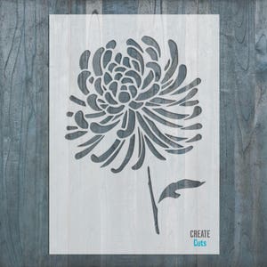 Chrysanthemum Flower reusable STENCIL for home wall interior design decor