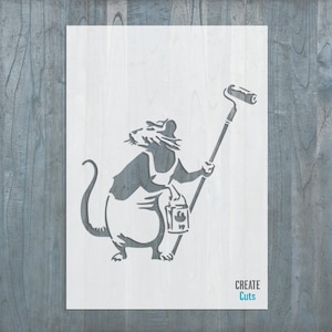 Banksy Rat with Paint Roller STENCIL for room interior decor / Not a decal