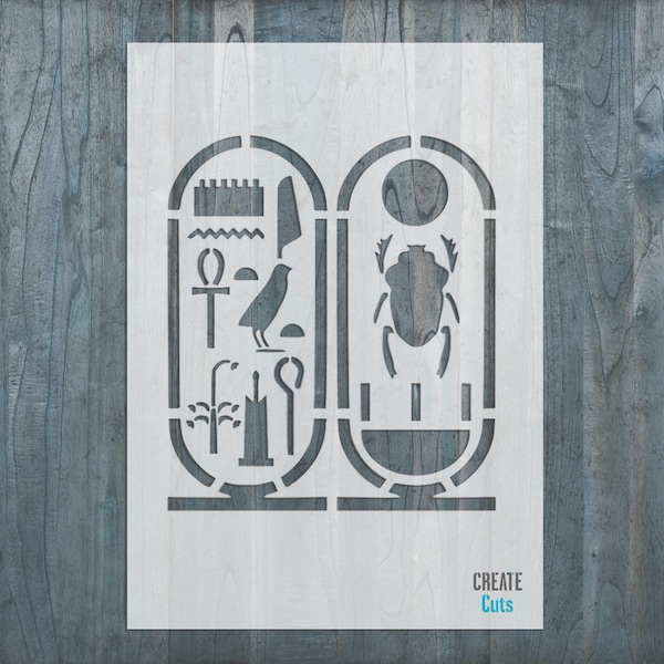 Tut Cartouche Symboles Égyptiens Hiéroglyphes POCHOIR réutilisable pour décoration intérieure