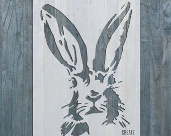 Hare reusable STENCIL for home wall interior decor / Not a Decal / Easter Bunny