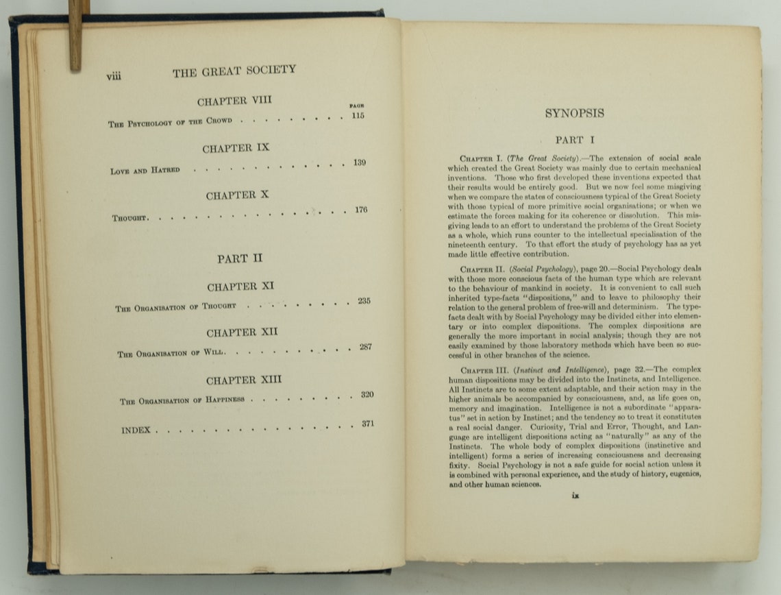 The Great Society by Graham Wallas ©1914 Etsy