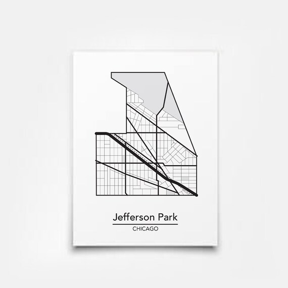 Jefferson Park Chicago Neighborhood Map Thiscitymaps Etsy