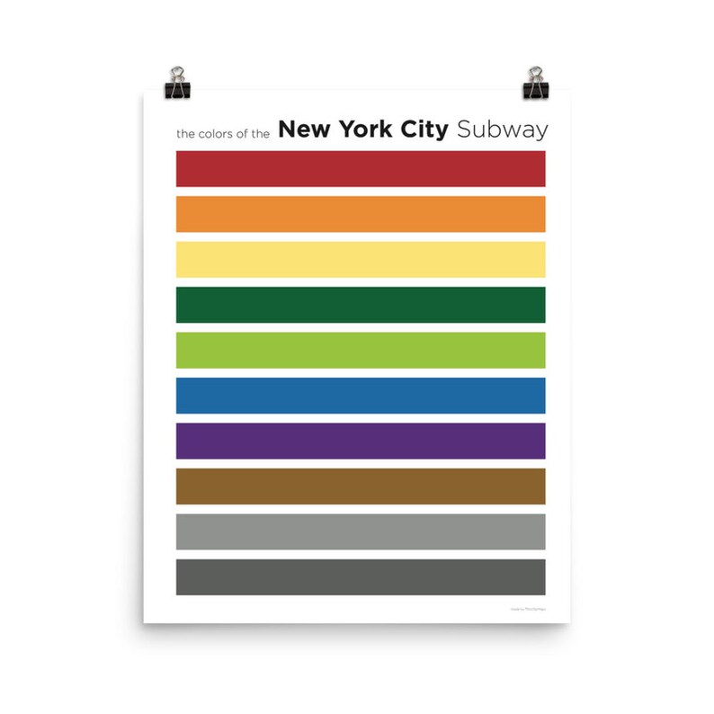 NYC Subway Colors Print ThisCityMaps Etsy