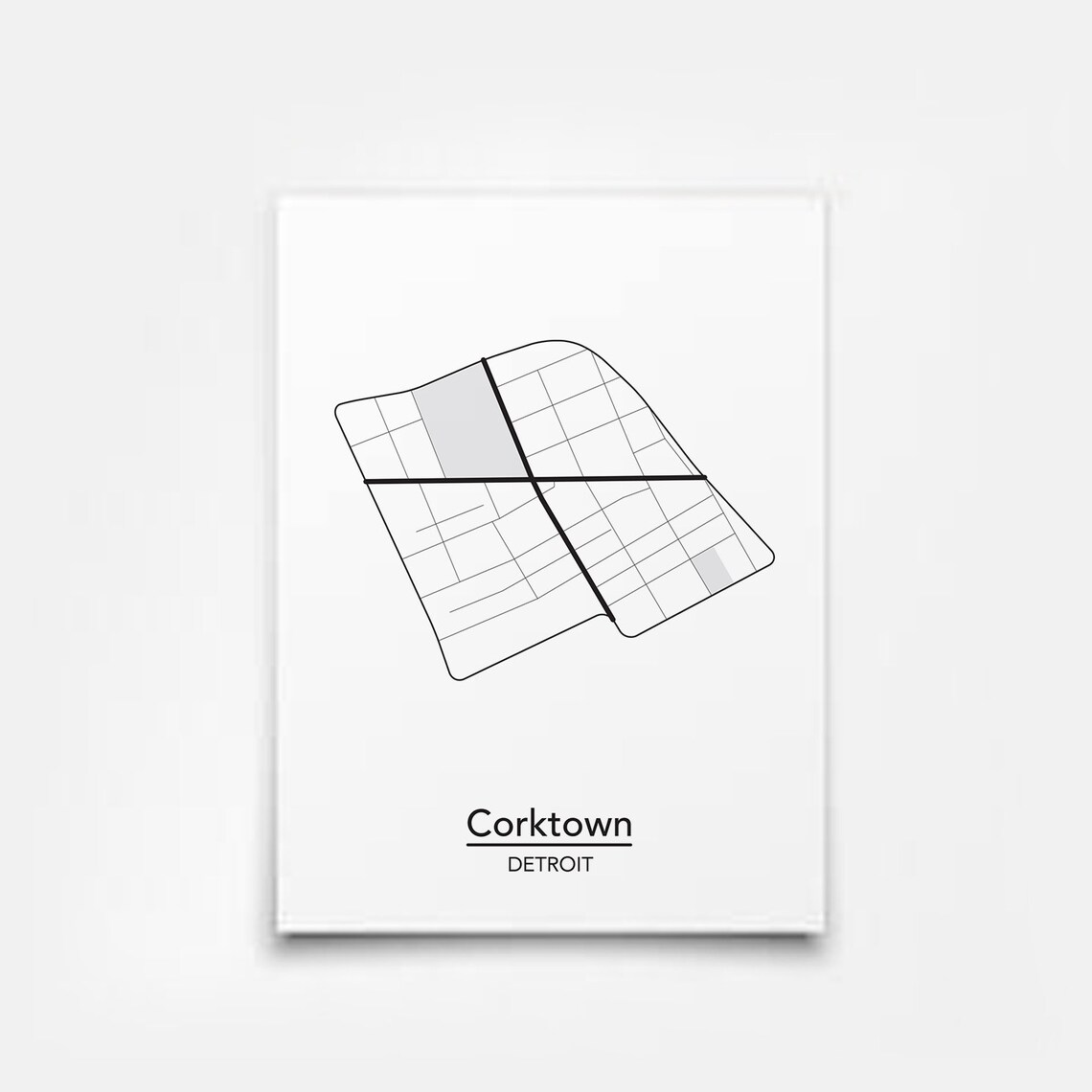 Corktown Detroit Neighborhood Map Thiscitymaps - Etsy