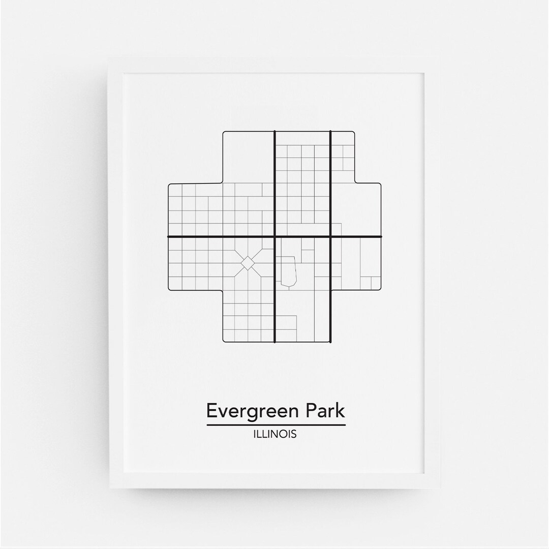 Evergreen Park Illinois City Map Thiscitymaps Etsy