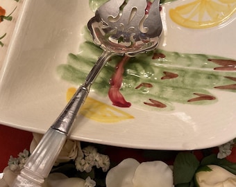 Sterling Silver Aspargus Fork with Mother of Pearl Handle