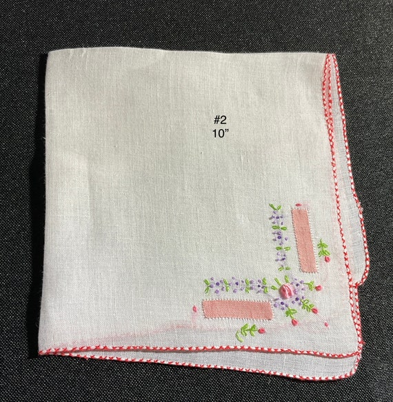 Handkerchiefs Pink Vintage or Antique - image 3