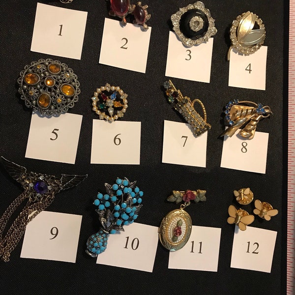 YES Jewelry Variety Costume Rhinestones Gold Tone Silver tone Bible Bees Cats Bows Pearl Apple Flowers Mother pin Angels