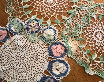 Doilies Vintage Crocheted Ruffled Doilies Pansies