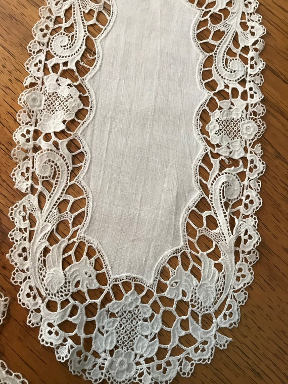 Table Runner Or Dresser Scarves A Or D Monogram Cutwork Lace Etsy