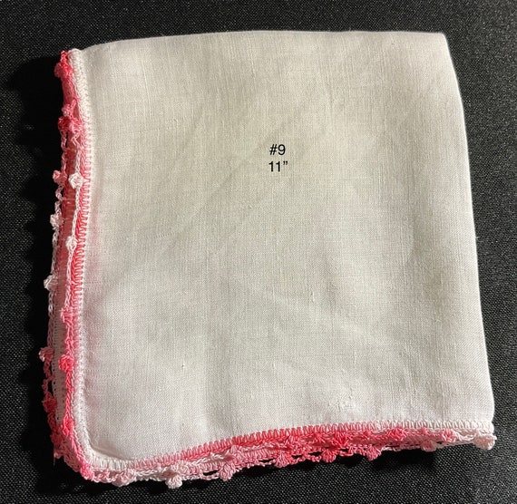 Handkerchiefs Pink Vintage or Antique - image 10