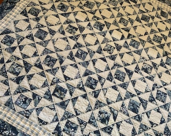 Quilt Blue and White Checked Laura Ashley Home 82 x 85 No Tears of Stains