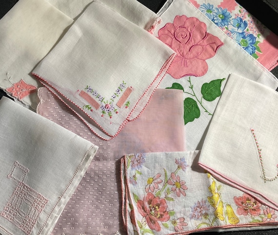 Handkerchiefs Pink Vintage or Antique - image 1