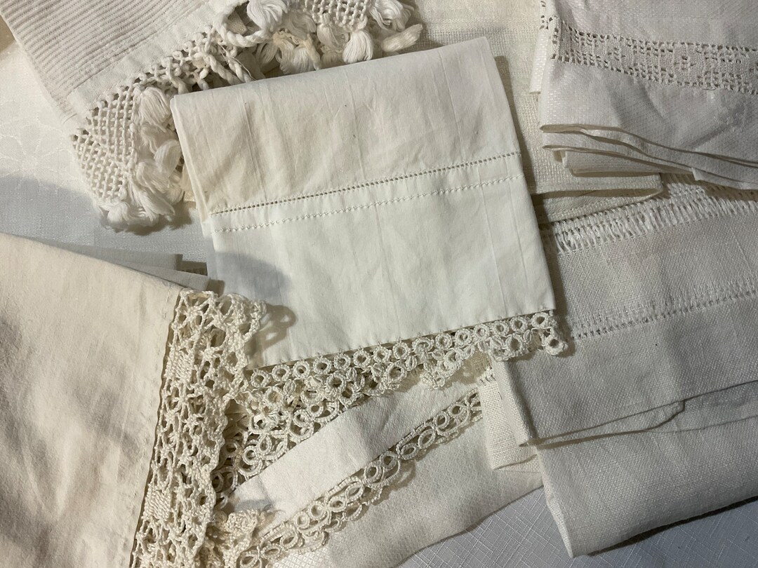 Guest Towels or Fingertip Hand Towels Cream White Basic With Lace or