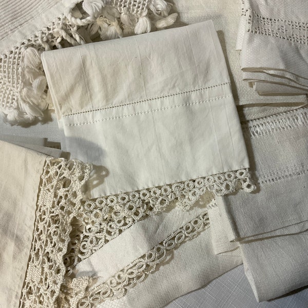 Guest Towels or Fingertip Hand Towels Cream White Basic with Lace or Plain