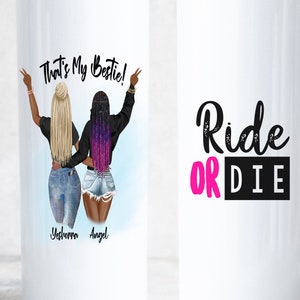 Best Friend Tumbler, Customized Best Friend Gift, Custom Best Friend Gift, Skinny Tumbler, Choose Hair, Skin Tone, Outfits and Message