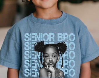 Custom Senior Bro 2027 Photo Shirt – Personalized Graduation Shirt  - First Day Of School  -  Senior Portrait - Comfort Colors - Youth Size