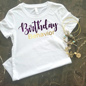 Birthday T-Shirt, Birthday Shirt For Women, Birthday Girl Shirt, Purple Glitter and Gold, Birthday Shirt, Birthday Girl