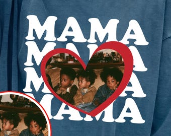 Custom Mama Shirt with Photo, Personalized Mom Picture T-Shirt, Custom Family Photo Tee, Gift for Mom, Mother's Day Shirt, Christmas Gifts